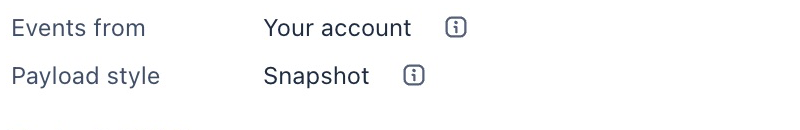 Stripe destination configured for your account and snapshot events